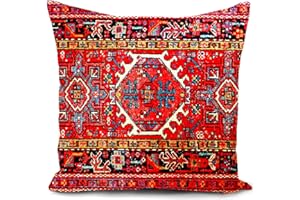 HUASHUZI Czerwona poszewka na poduszkę turecka orientalna dekoracyjna poszewka na poduszkę dekoracja dom plemienny etniczny perski dekoracja do salonu kanapa sofa 45 x 45 cm