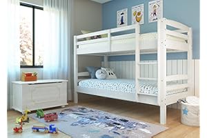 ‎INTER LINK Inter Link – Etagenbett – Hochbett – Jugendbett - Rausfallschutz – Stockbett – Kinderbett – Mit 2 Lattenroste – Kiefer massivholz – Annika - Weiß lackiert – 90x200 cm