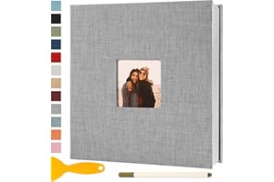 SEMFALBUUMS Album Photo Adhesif Vierge 28x27 CM Classeur Photo Livre Photo Personnalisable Scrapbook de Classe Mariage Livre D'or Enfant Bebe Carte Postale DIY, 60 Pages Gris