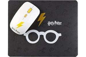 WONDEE Harry Potter, set mouse wireless e tappetino per mouse con design Harry Potter, in bianco e nero, articolo ufficiale di Harry Potter, regalo Harry Potter