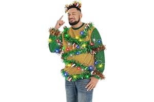 U LOOK UGLY TODAY Unisex Men's LED Christmas Jumper Light Up Novelty Rudolph Santa Reindeer Snowflakes Knitted Xmas Tree Ladies Sweater