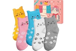 YULARA Cat Socks Christmas Gifts for Women - Funny Gifts for Cat Lovers Cute Animal Paw Print Winter Warm Thermal Socks 4-7, Xmas Stocking Fillers for Ladies Mum Wife Teenage Girls Secret Santa Present Ideas