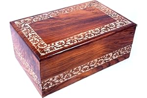 Hind Handicrafts Handmade & Handcrafted Rosewood Borders Engraving Wooden Cremation Box/Urns for Human Ashes Adult, Funeral Urn Box (X-tra Large : 11" x 7.25" x 4.5" - 260lbs or 118kg, Whitewashed)