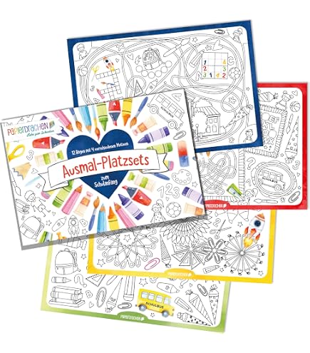 12 Sets De Table à Colorier Jeka - Motifs Mariage, Enfants | Papier FSC 190g/m², 32x22cm, Fait En Allemagne