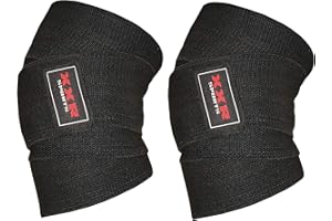 XXR Power Weight Lifting Knee Wraps Lifter Straps 74" long and 3" wide Elasticated (Full Black)