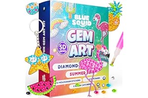 Blue Squid Diamond Art for Kids – Summer Theme - Fun & Easy DIY 5D Gem Art Kits Kids Gift Set for Gem Keychains, Stickers, Sun Catchers - Diamond Painting for Kid Girls, Boys Ages 6-12