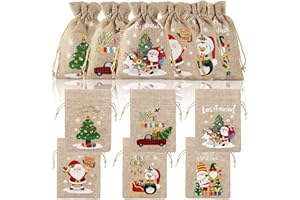 JUNEBRUSHS 20 Stück Weihnachten Geschenksäckchen - Baumwollsäckchen zum Befüllen, Kleine Stoffbeutel, Adventskalender Säckchen, Leinenbeutel für Feiertage Partygeschenke