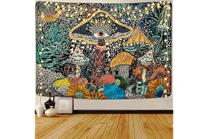 Yrendenge Gobelin z motywem grzyba, oczy, wiszące, morskie stworzenia, gobelin, estetyczne gobeliny artystyczne, abstrakcyjne ocean, tajemnica, dekoracyjna dekoracja ścienna do sypialni, 83 x 59 cali