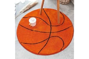 Fancytan Kids Rug Basketball Round Rug Carpet Floor Chair Mat for Kids Rooms Children's Bedroom, Basketball, 80cm
