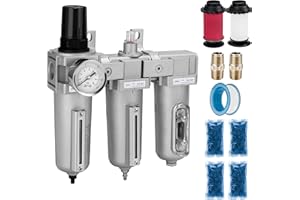 NANPU Qualité industrielle Système de séchage d'air à 3 étages 3/4" BSP - Filtre à particules, filtre coalescent, séchoir à dessiccant & régulateur d'air, bol en métal, vidange automatique