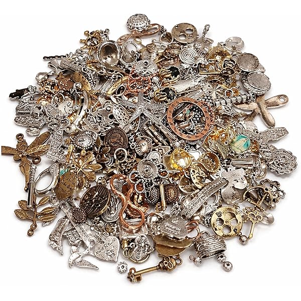 gudong Mystery Jewelry Jar Bundle, Vintage Schmuckschatulle, Überraschungsbox für Frauen, Vintage Hippie Boho Stil, Ringe, Halsketten, Armbänder, Ohrringe, Haarspangen Set, M, Metall, Silber (Farbe