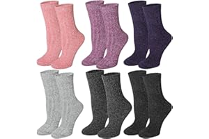 Justay 6 Pares Calcetines Mujer de Lana Merino Calcetines Térmicos Invierno Grueso Transpirables Calcetines Algodón de Punto Cálidos para Mujeres et Hombres