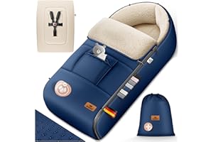 KIDIZ® copertina copertina per neonati copertina invernale ovetto con cerniera coperta per bambino lavabile per passeggino chiudibile sulla testiera, dotata di tasca, adatta a tutti i passeggini, blu