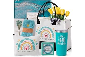 YISASHMENT 40th Birthday Gifts for Women,Happy Hamper Box for Her,40 Years Old Pamper Gift Basket,Unique 40th Birth-Day Presents Set Ideas for Mum Best Friends,Bestie,Sister,Wife,coworker w/canvas tote bag