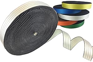 FIP CENTER Cinghia di fissaggio in poliestere al metro, resistenza 5 tonnellate, larghezza 50 mm, con bordi neri e 3 reti nere, venduta in rotolo (50 m, ecru)