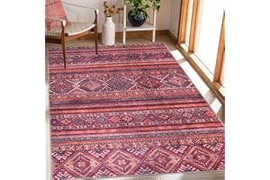 NETLINE HOME Machine Washable Area Rugs For Kitchen, Bedroom, Dining and Living Room | Kid Pet Friendly Rug | Oriental Design Carpet | Low Pile | Non Slip (Red, 160X230 CM)