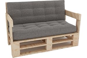 ‎LERMOWOOD Lermowood Palettenmöbel Mpe Sofa 100 x 80 cm Natur | Europaletten Indoor und Outdoor Lounge Gartenmöbel Holz Gartenmöbel Set Lounge Möbel Terrasse Balkon Loft Stil Paletten