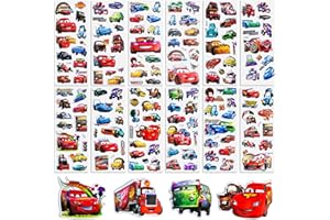 Chukua 12 Sheets Car Stickers, 3D Puffy Lightning Stickers for Children, Anime Stickers for Party Bags, Cartoon Stickers for Boys for Skateboard, Laptop, Scrapbook, Bike, Wall