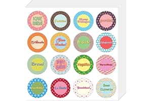 CREANOSO Espagnol Confetti Autocollants de récompense (5 feuilles)