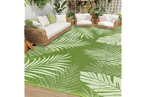 Cekene Tapis d'extérieur Terrasse 270x365cm Imperméable Grand Tapis de Sol Exterieur Plastique Tapis de Jardin Pliable Résistant aux intempéries aux UV Tapis pour Extérieur Balcon Plage Pique-Nique