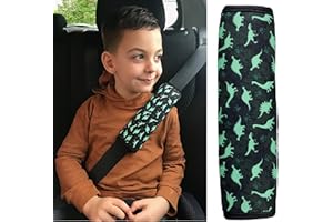 HECKBO1x Dino Dinosaures Protecteur de ceinture de sécurité pour ceinture de sécurité Coussin d'épaule Coussin d'épaule Sièges d'auto Coussin de ceinture de sécurité pour enfants et garçons