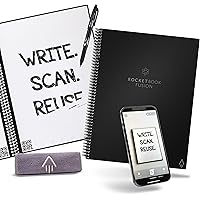 Rocketbook Fusion Reusable Digital Notebook - Smart Notepad A4 Black, 7 Styles, To Do List, Daily Journal, Weekly & Monthly P