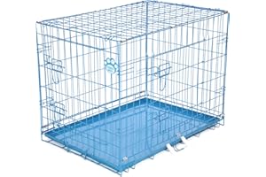 Cozy Pet Dog Cage 30" Blue Metal Tray Folding Puppy Crate Cat Carrier Dog Crate DC30BL (We do not ship to Channel Islands or IOW.)