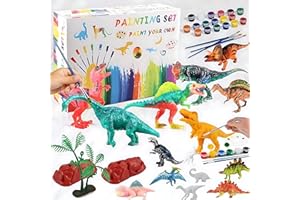 Binggunyo 𝟮𝟬𝟮𝟰 Kit Pittura Dinosauro per Bambini, 64 Pezzi Kit Creativo Bambino Dinosauro Giocattolo, DIY Dinosauro Art Craft Kit Colorare Regalo per Bambini 3-7 Ann