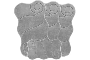 EMMAHOME ROMANY GYPSY CARAVAN MICROFIBER WASHABLE MATS 4pcs SET, 75x125cm - 18mm THICKNESS, Floppy (Grey)