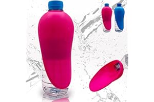 AGP STORE Bebedero para Perros Portátil, Vaso Plegable Silicona, Adaptable a Botella de Agua Descartable de 500 ML. Accesorios Portatil De Silicona, Dispensador Agua para Mascotas. (Rosa)