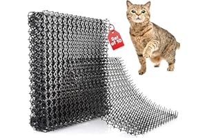 Homarden Cat Repellent for Garden - Cat Scat Mat Set of 10 (41 x 33 cm) with 3 cm Plastic Spikes - Fox Deterrents for Gardens UK - Cat Scratch Deterrent Mat for 4 mt Coverage - Humane Cat Repellent