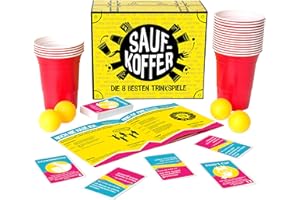 GUTTER GAMES Saufkoffer - Die 8 besten Trinkspiele (Bier Pong, Noch NIE Habe ICH, Ring of Fire und Mehr) | Partyspiel für Erwachsene - Ideal für Das Vorglühen und den Spieleabend