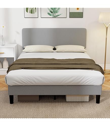 Lit Rembourré 140x200 Cm Avec Rangement - Cadre Capitonné, Support Lattes Bois, Facile à Monter, Couleur Beige