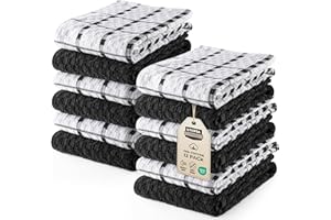 Utopia Towels -12 Kitchen Towels Set - 38 x 64 cm - 100% Ring Spun Cotton Super Soft and Absorbent Dish Towels, Tea and Bar Towels (Black)