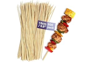MATANA 500 Spiedini di Legno di Bamboo, 15cm - Stecchini di Bambù, Stuzzicadenti Lunghi per Barbecue, Finger Food, Frutta, Verdura - Naturali e Biodegradabili