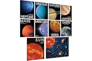 SPRITEGRU 10 poster del sistema solare, cancellabili, per l'apprendimento precoce, con pellicola in PET, realizzati con cartoncino spesso, rappresentanti lo spazio e i pianeti, decorazioni murali educative