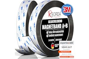 Reorda® Magnetband A B - (STARKER 3M KLEBER) Magnetstreifen für Fliegengitter & Moskitonetze für beste gegenseitige Anziehung - Magnetband selbstklebend