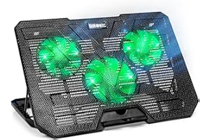 Duronic Laptop-Kühlpad LC3, ergonomischer Kühlständer für 14-17,3 Zoll Laptops, verstellbare Lüftergeschwindigkeit von 1400 U/min, 6 Höhenstufen, LED-Lichter, leichtes und schlankes Design für Arbeit,