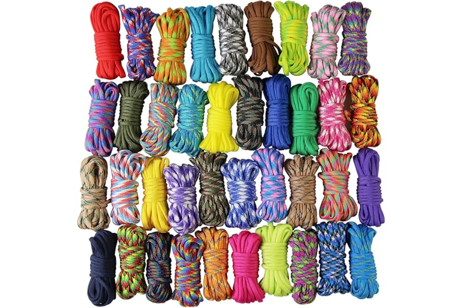 UOOOM 20 pcs Paracord Bracelet rope Parachute Cord Outdoor Survival Rope Set DIY Manual Braiding 10 Feet (Colorful x 20 pcs)