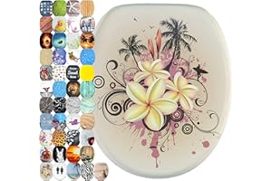 Sanilo Abattant WC frein de chute, Grande sélection de lunettes de toilette avec abaissement automatique, Fixation facile (Tropicale)