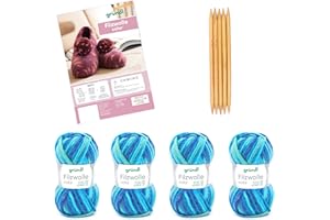 Gründl Wool Felting Wool Colour - Thick Wool for Felting in the Washing Machine for 1 Pair of Slippers with Instructions and Needle - Soft and Skin-Friendly - 100% Virgin Wool - 4 Balls 50 g/50 m