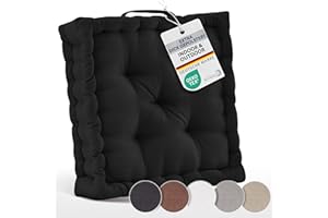 ‎BEAUTISSU Beautissu Bodenkissen Sitzkissen 50x50 cm - Dickes Matratzenkissen 10cm - 100% Baumwolle Stuhlkissen Indoor & Outdoor Sitzkissen Boden Tragegriff extra Dicke Sitzauflagen Schwarz - Mila