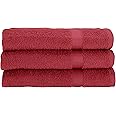 Gabel Asciugamani Viso, Spugna di Puro Cotone Idrofilo, 60 x 100 cm, Bordeaux, Set da 3 Pezzi