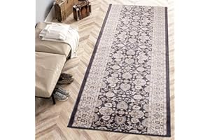 Carpeto Rugs Tappeto Cucina Orientale Floreale Pelo Corto - Tappeto Corridoio - Tappeto Passatoia Cucina - Tappeti Cucina - Tappeto per Cucina Moderni - Antracite Nero - 80 x 380 cm