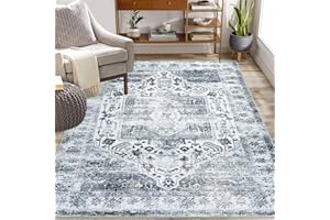 CAROMIO Dywan do salonu, super miękki i zmywalny dywan do sypialni, postarzany, orientalny, kwiatowy, ultracienki dywan do wnętrz, klasy, biura, apartamentu, akademika, szary, 160 x 230 cm