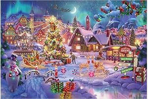 Lavievert 1000 Piece Jigsaw Puzzle Game for Adults and Kids (Snowy Christmas Eve)