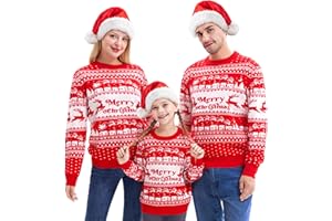 Giggling Getup Dopasowany rodzinny sweter bożonarodzeniowy, słodki świąteczny sweter z długim rękawem, czarny brzydki sweter bożonarodzeniowy