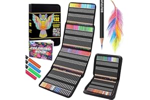 Melifluo 132 Buntstifte Set, 1 Malbuch,Tragbarer Premium-Reißverschlusstasche. Bundstifteset Perfekt für Erwachsene und Künstler zum Skizzieren, Schattieren und Kritzeln
