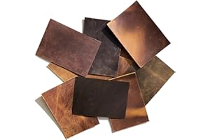 HAPPER STUDIO Rindsleder Stärke 1,6 mm. Pull-Up Crazy Horse gewachstes Leder. Echtlederblätter für Basteln. (10, Mix Braun, A6 (105 x 148mm))