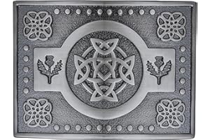 KILT MANIA Celtic Thistle Kilt Belt Buckle – Traditional Scottish Thistle Design, Highland Men’s Accessory, Crafted Pewter for Classic Kilt Attire